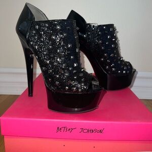 Betsey Johnson Black Studded Platform Heels